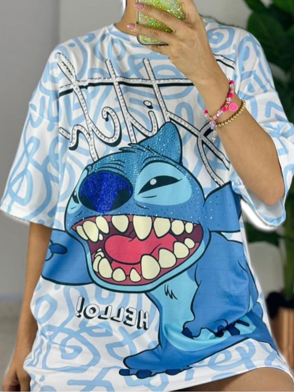 Disney Blue Stitch Graphic Tee Dress